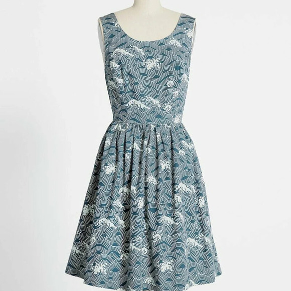 Modcloth "Optimistic Effect" in Blue Wave - Picture 1 of 3